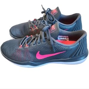 Nike Flex Supreme TR 5 Training Gray/Pink Athletic Sneakers Womens Size 9.5